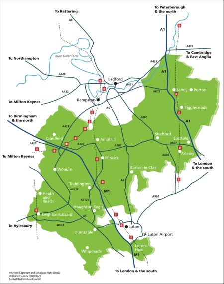 Central Bedfordshire map for the strategic plan