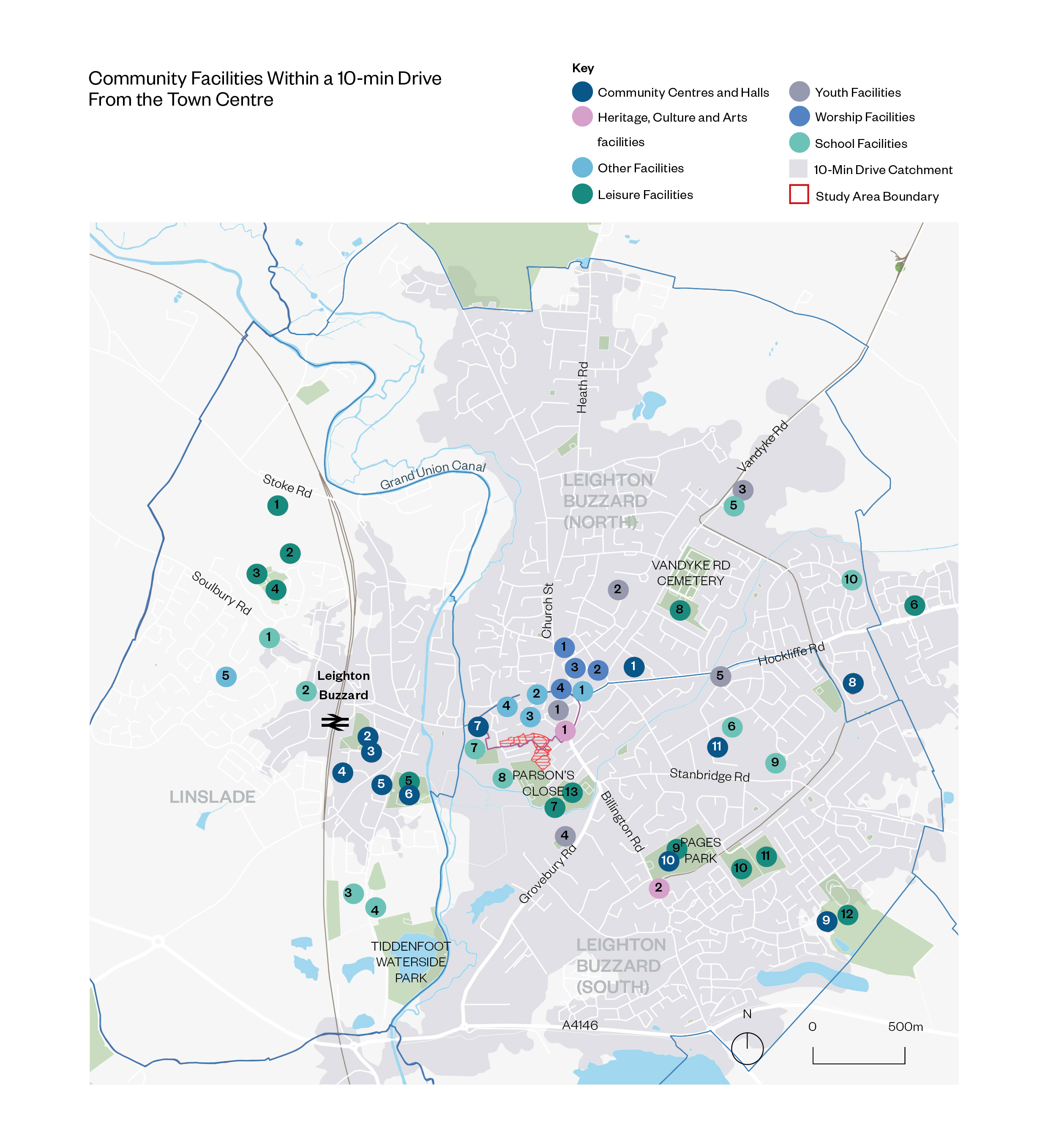 Community facilities within a 10 min drive from the town centre in Leighton Buzzard