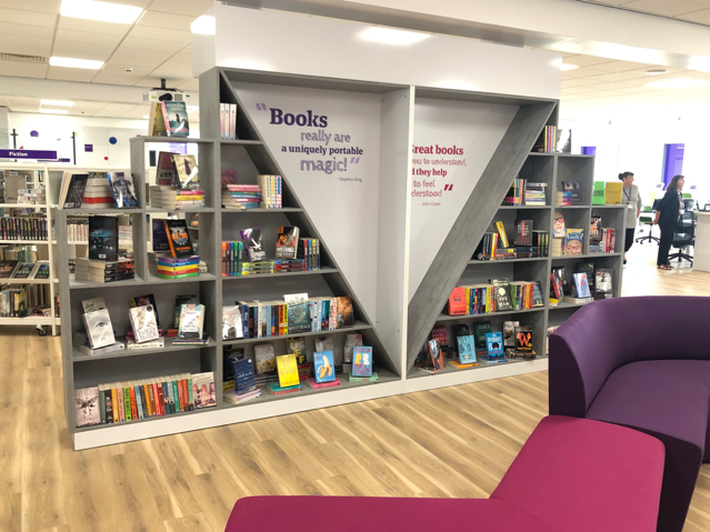 Dunstable Centre library books displayed