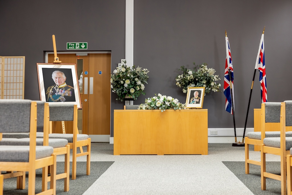 The citizenship ceremony table in the Ampthill Room at The Court House, Ampthill
