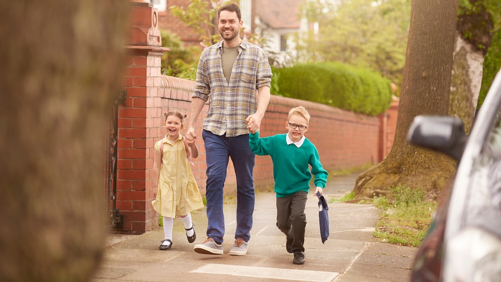 A dad doing the school run