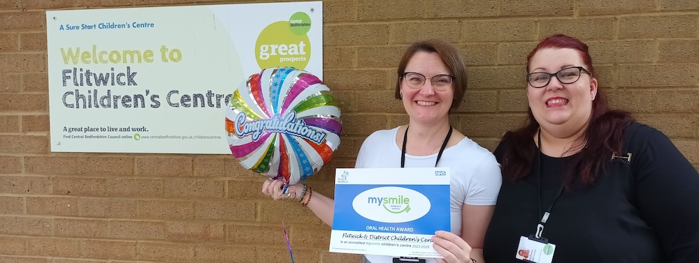 Staff at Flitwick Children's Centre, receiving the My Smile Children's Centre accreditation