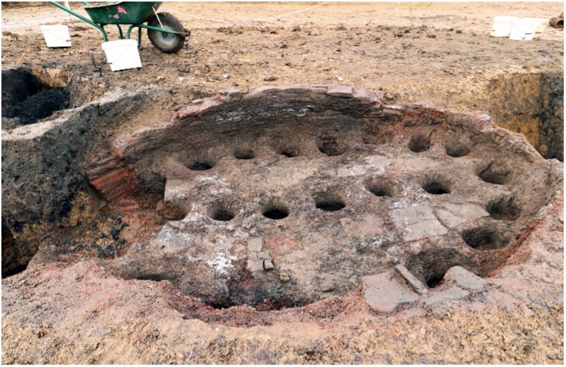 The excavated kiln, in Sutton