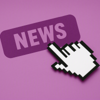 Hand icon hovering over word 'news'